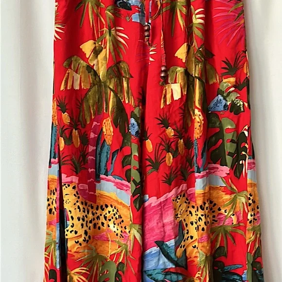 Cynthia Rowley Beautiful Colorful Wide Leg Tropical Pants **Size M** 🌴🌺🌴 - Picture 3 of 5